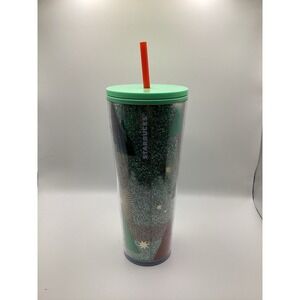 STARBUCKS Exclusive 2020 Glitter Christmas Tree Green 24 oz Tumbler New (B2-CL)